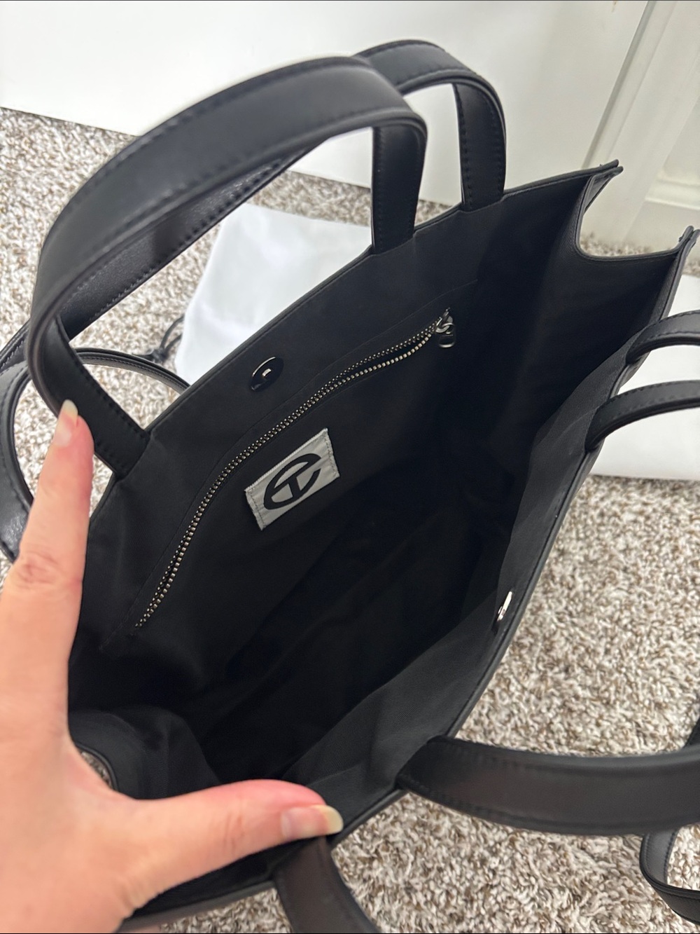 LIKE NEW! Telfar Medium Black Tote with Embossed Logo - Picture 5 of 11